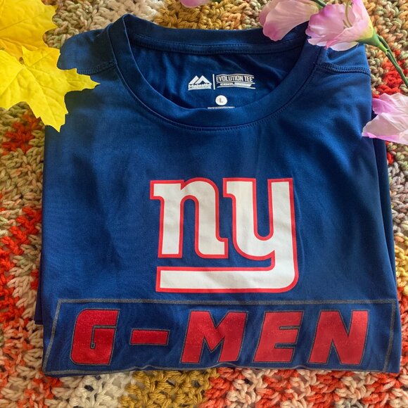 Men’s Size Lg “Majestic” Evolution Tee Cool Base NY Giants SS Shirt NFL Time - Picture 1 of 6